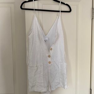 White linen blend romper